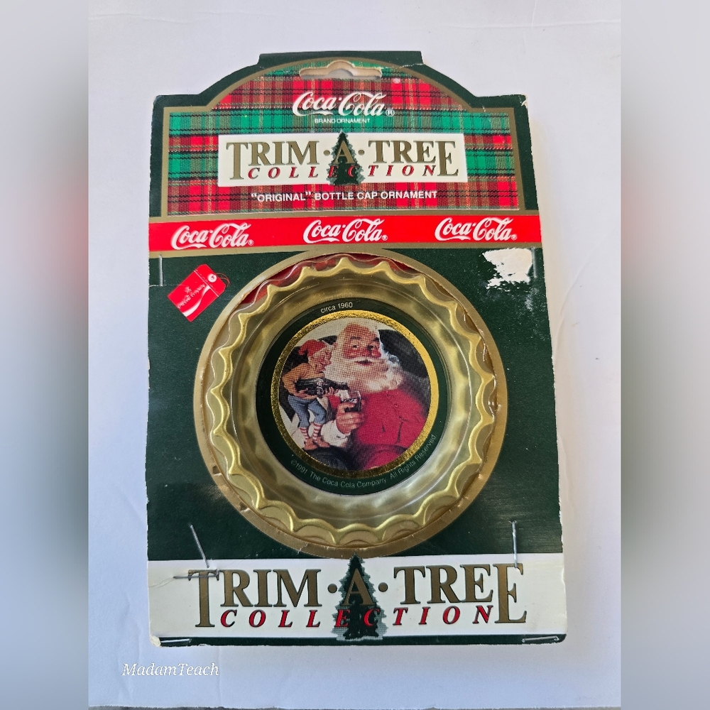 Coca- Cola Trim A Tree Collection Original Bottle Cap Ornament 1991 NIB